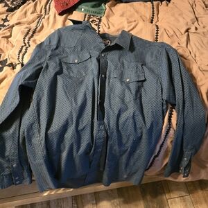 Gibson Men's Patterned Blue Long Sleeve Peral Snap